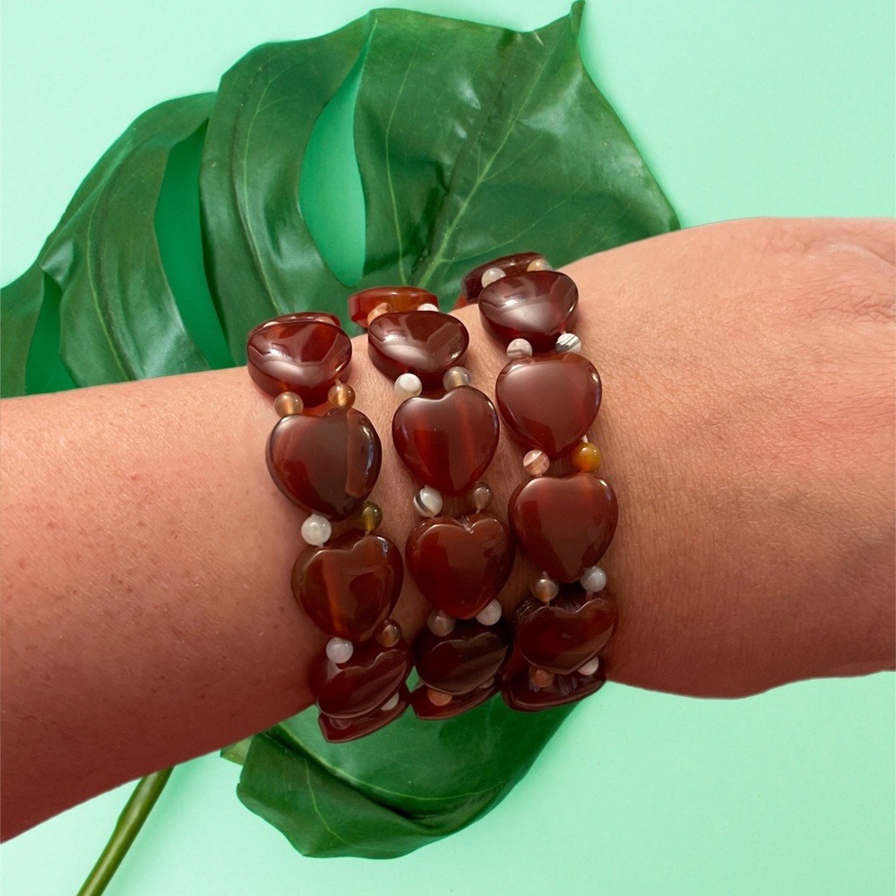 Carnelian Hearts Bracelet